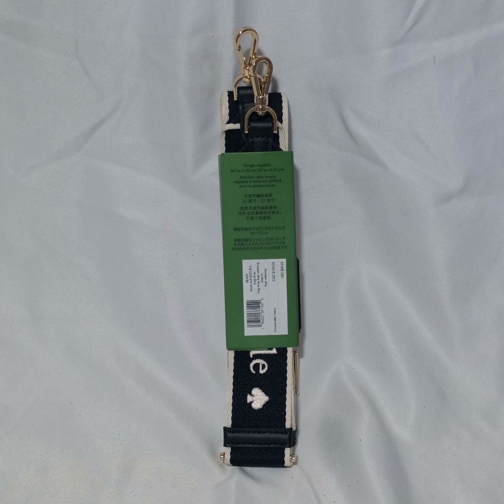 Kate Spade Black and Cream Logo Bag Strap. - Picture 2 of 5